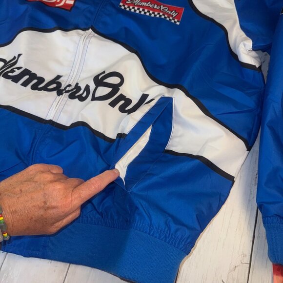 Members Only Sport Team Racing Windbreaker Jacket Mens Size XL Blue Full Zip - Picture 3 of 10